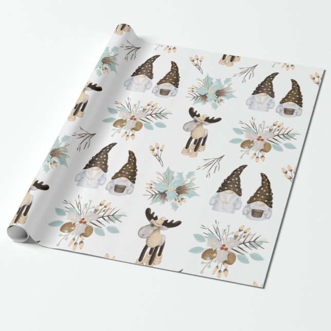 Nordic Christmas Pattern Wrapping Paper Geschenkpapier (Ungerollt)