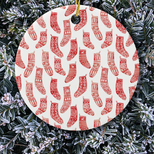 Nordic Christmas Strumpf Pattern Keramik Ornament