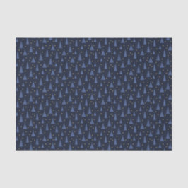 Nordic Cobalt Blue Christmas Trees Dark Seidenpapier