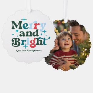 Nordic Cool Merlin & Bright Retro Weihnachten Foto Ornament Karte
