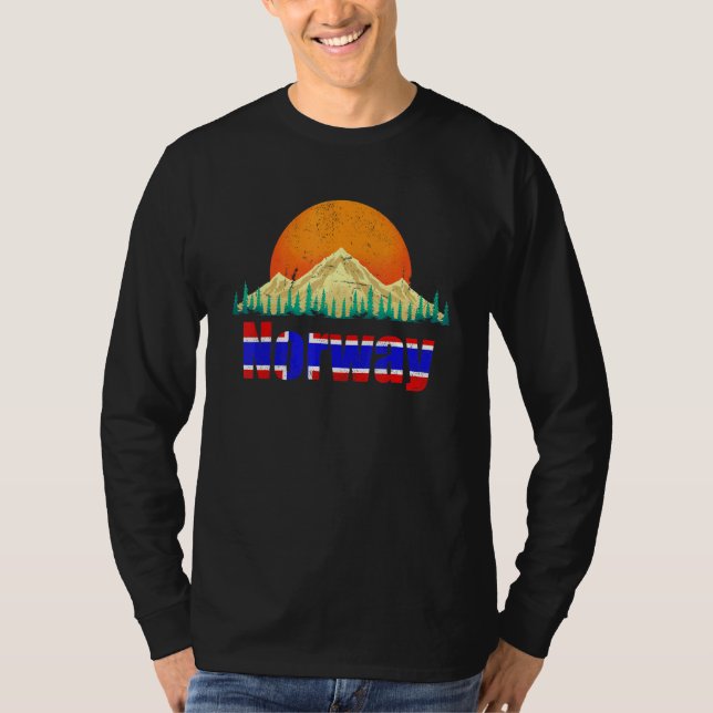 Nordic Country Norwegian Flag Mountains Sunset Nor T-Shirt (Vorderseite)
