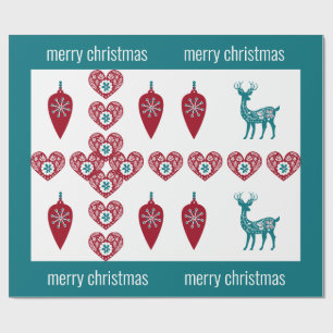 Nordic Cross Rentier skandinavischer Merry Xmas Geschenkpapier