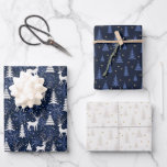 Nordic Crystal Cobalt Blue Christmas Deer Geschenkpapier Set<br><div class="desc">Set von drei wunderschön illustrierten festlichen nordischen Wald Geschenkblätter,  die perfekt für Ihren Winterurlaub und Weihnachtsgeschenke. Diese skurrilen Muster sind mit Weihnachtsbäumen,  Schneeflocken,  goldenen Sternen und Hirschen in dunkelblau,  kobaltblau und weiß gehalten. Originelle Kunstwerke von Marketa Stengl.</div>