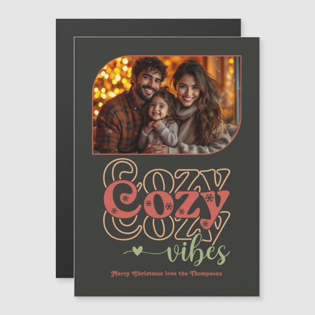 Nordic Ember Holiday Keepsake Christmas Photo Magnetkarte (Vorne/Hinten)