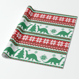 Nordic Fair Isle Brontosaurus Dinosaurs Sweater Geschenkpapier