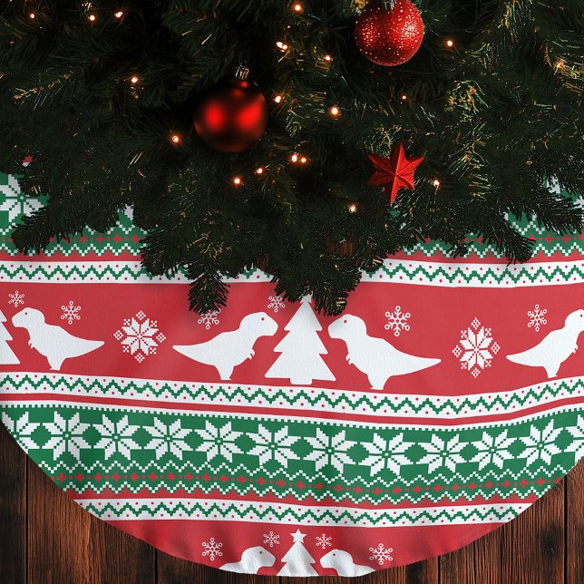 Nordic Fair Isle T-Rex Dinosaurs Sweater Polyester Weihnachtsbaumdecke (Von Creator hochgeladen)
