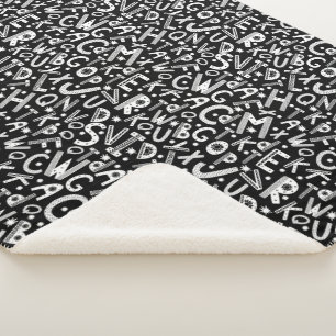 Nordic Folk Art Alpha Jumbles Sherpa Blanket Sherpadecke