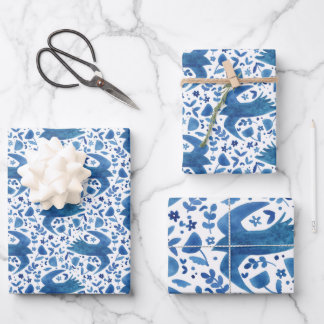 Nordic Folk Art Bird Geschenkpapier Set