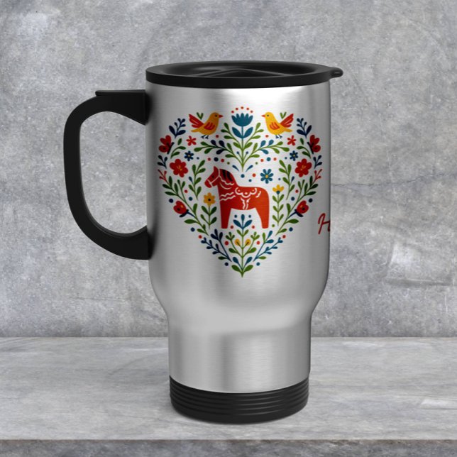 Nordic Folk Art Dala Horse Heart Pattern Mug Mattglastasse (Von Creator hochgeladen)