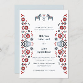 Nordic Folk Art Dala Pferd Skandinavische Hochzeit Einladung