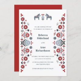 Nordic Folk Art Dala Pferd Skandinavische Hochzeit Einladung