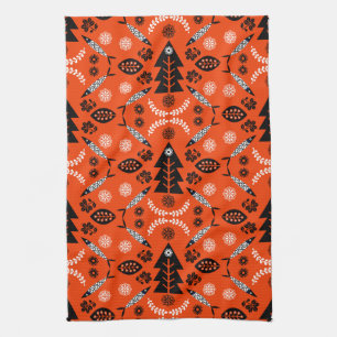 Nordic Folk Art Fish Geschirrtuch