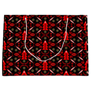 Nordic Folk Art Fish Große Geschenktüte
