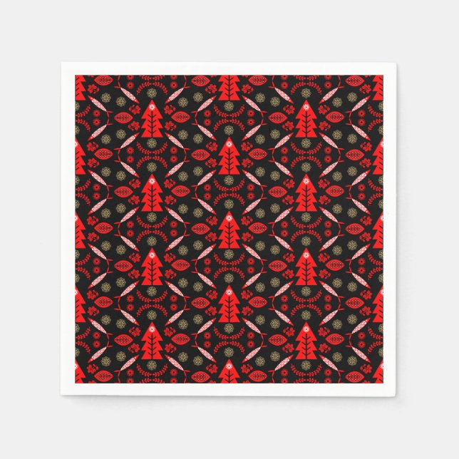 Nordic Folk Art Fish Serviette (Vorderseite)