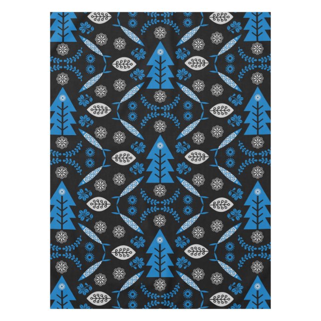 Nordic Folk Art Fish Tischdecke (Vorderseite)