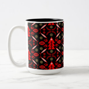 Nordic Folk Art Fish Zweifarbige Tasse