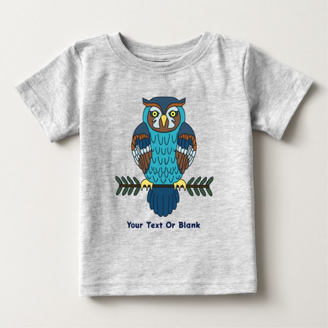 Nordic Folk Art Owl Baby T-shirt (Vorderseite)