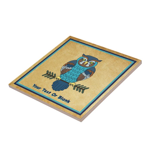 Nordic Folk Art Owl Fliese (Seite)