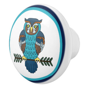 Nordic Folk Art Owl Keramikknauf
