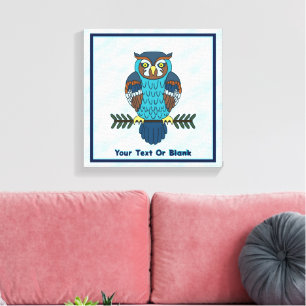 Nordic Folk Art Owl Leinwanddruck