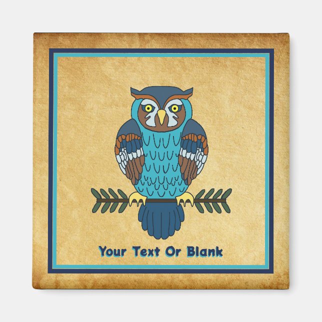 Nordic Folk Art Owl Magnet (Vorne)