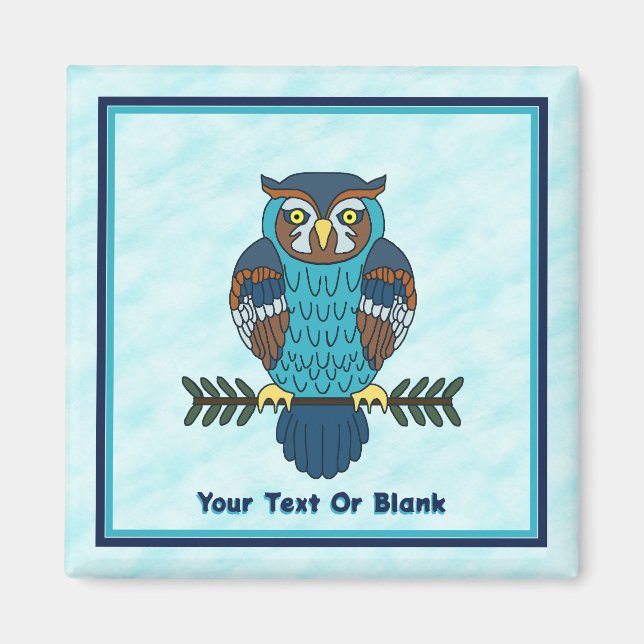 Nordic Folk Art Owl Magnet (Vorne)