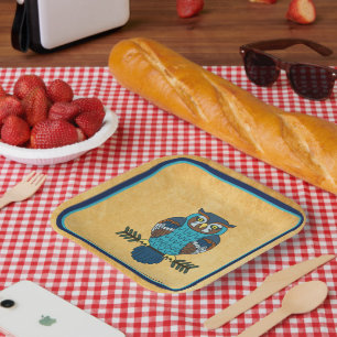 Nordic Folk Art Owl Pappteller