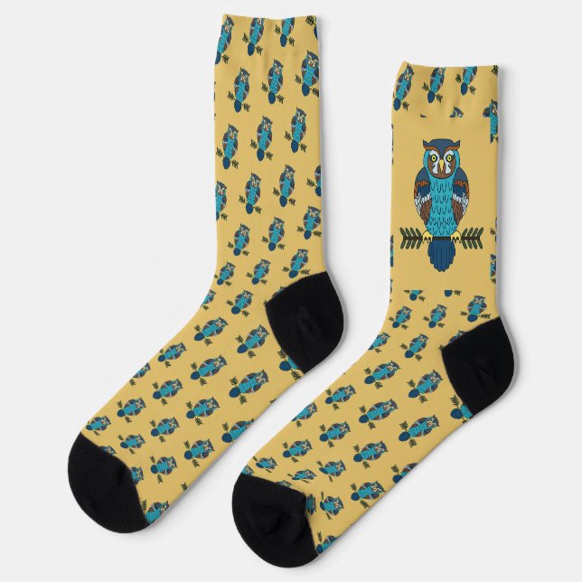 Nordic Folk Art Owl Socken (Linkes Detail)