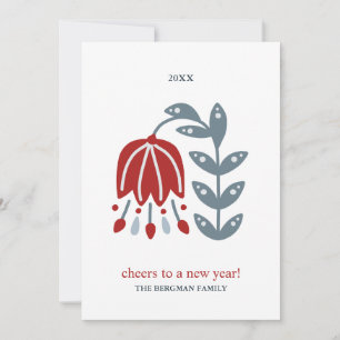 Nordic Folk Art Red Blume Zwei Fotos Weihnachten