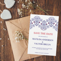 Nordic Folk Art Scandi Navy Hochzeit speichern das