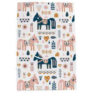 Nordic Folkart Horse Mittlere Geschenktüte