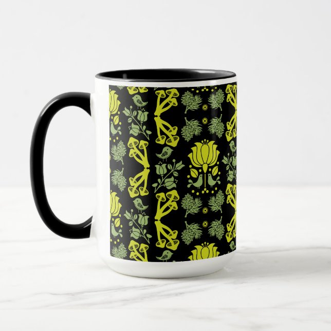Nordic Forest Mushroom Folklore Art Tasse (Links)