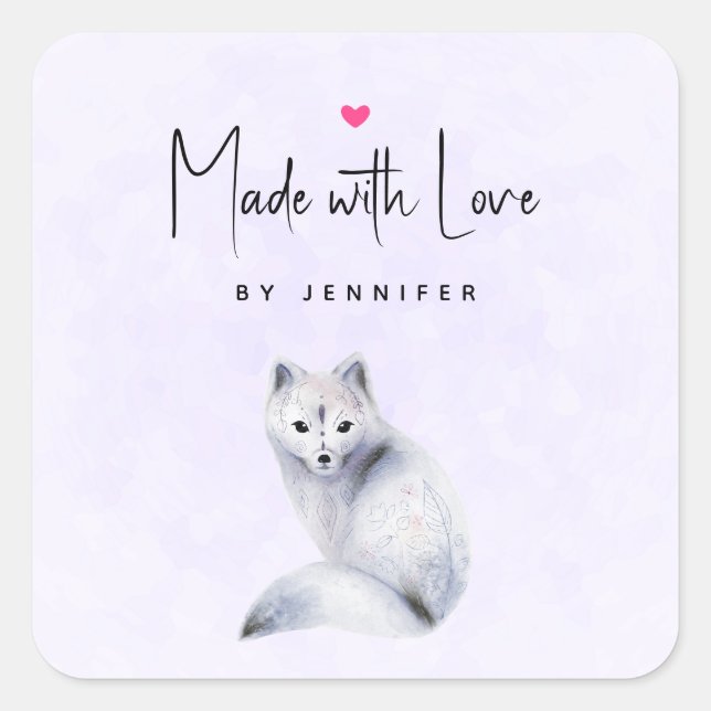 Nordic Fox mit floralen Markierungen aus Liebe Quadratischer Aufkleber (Vorderseite)