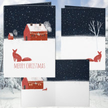 Nordic frohe Weihnachten Nacht Red Barn & Red Fox