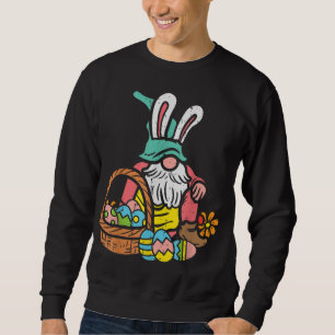 Nordic Garden Gnome Bunny Easter Eggs Basket Sweatshirt