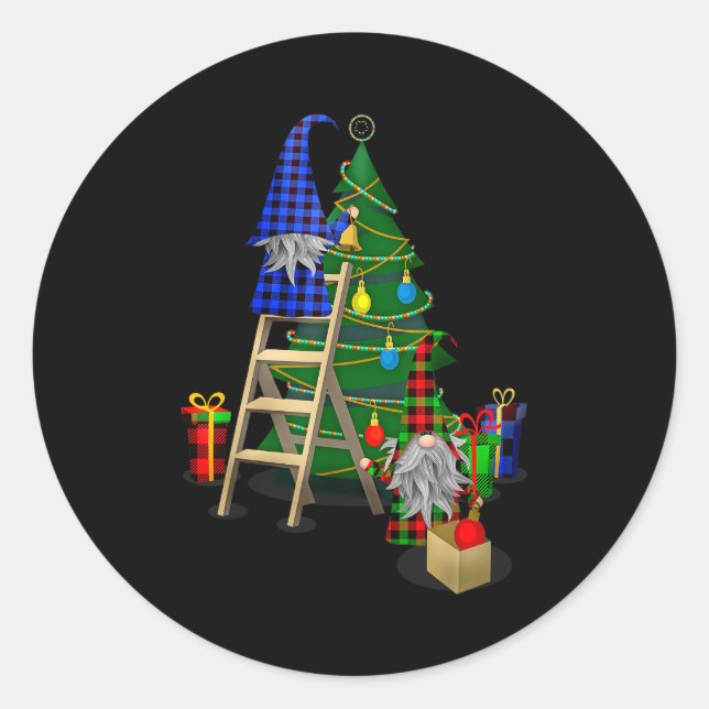 Nordic Gnomes Winter Christmas Swediomte Elves  Runder Aufkleber (Vorderseite)