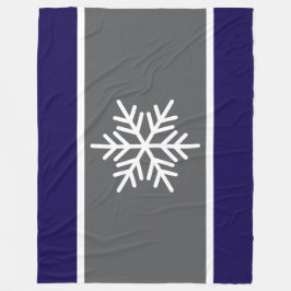 Nordic Grau Navy Blue Stripes White Snowflake Fleecedecke