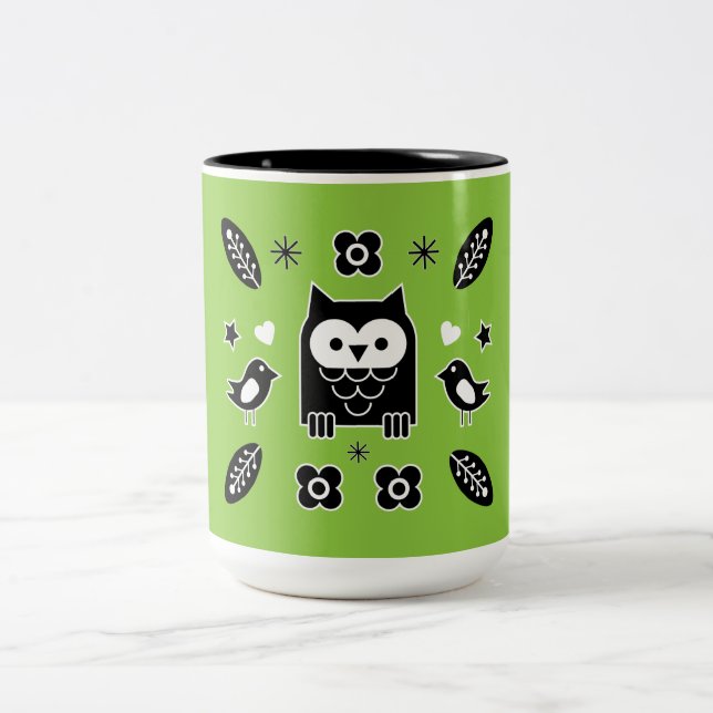 Nordic Horse Folk Art Gift Zweifarbige Tasse (Mittel)