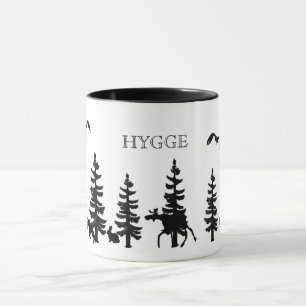 Nordic Hygge mit Wald und Tieren in schwarz Tasse