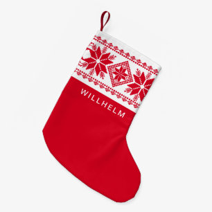 Nordic Inspiriert Snowflake Muster Red White Kleiner Weihnachtsstrumpf