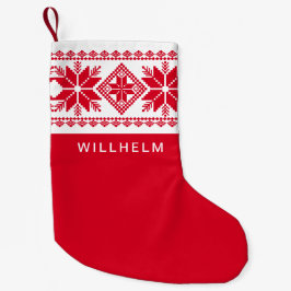 Nordic Inspiriert Snowflake Muster Red White Kleiner Weihnachtsstrumpf
