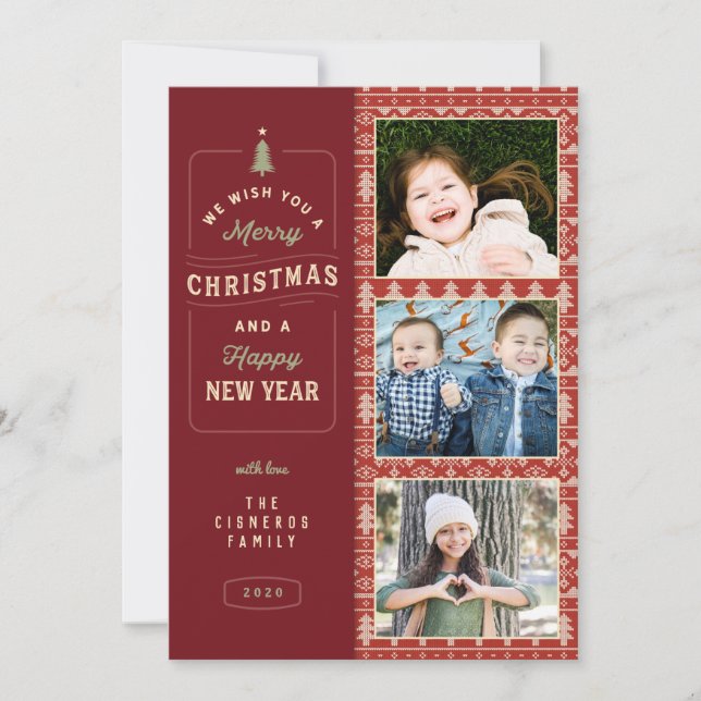 Nordic Knittern Pattern Holiday Karte (Vorderseite)