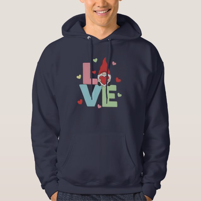 Nordic Love Gnome: Whimsical Pastel Heart  Hoodie (Vorderseite)