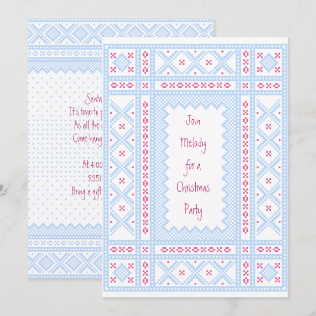 Nordic Merry Christmas Einladung (Vorne/Hinten)