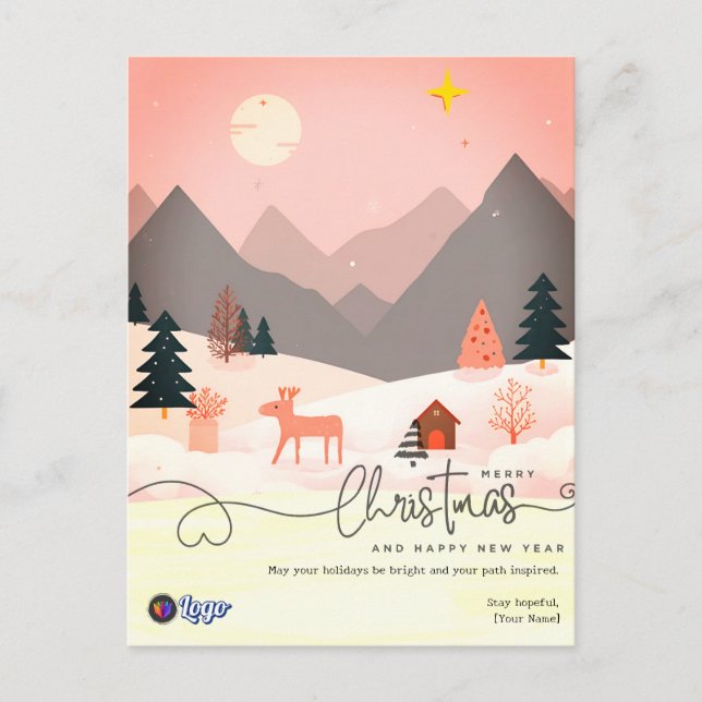 Nordic Minimal Business Personal Christmas Postkarte (Vorderseite)