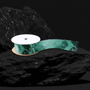Nordic Molten Jade   Abstrakt geometrisch grün Satinband