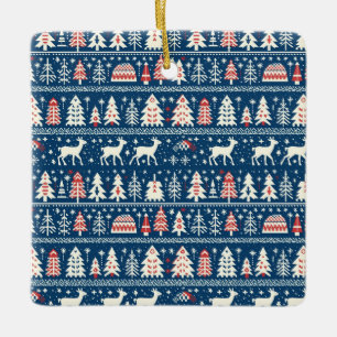 Nordic Navy Blue Christmas Wonderland Minimalistis Keramikornament