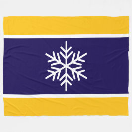 Nordic Navy White Bright Yellow Strips Schneeflock Fleecedecke