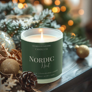 Nordic Noel Kiefer & Birken Kerzenlabel Quadratischer Aufkleber