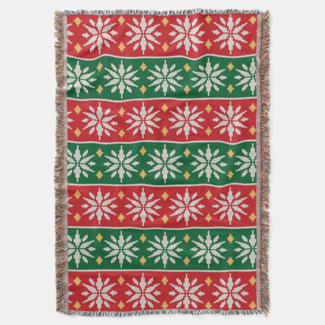 Nordic Noel Strickmuster Decke (Vorderseite Vertikal)